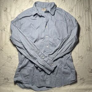 faherty blue gingham men’s button‑down shirt – size medium – flawed
